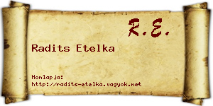 Radits Etelka névjegykártya
